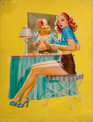 Pin-Up at the Mirror, calendar illustration