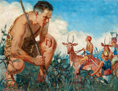 Tarzan and the Ant-Men, Argosy All-Story Weekly cover, February 2, 1924 by Stockton Mulford - Auction record, sale price, and art valuation. Compare with similar artists and explore comparable artworks.