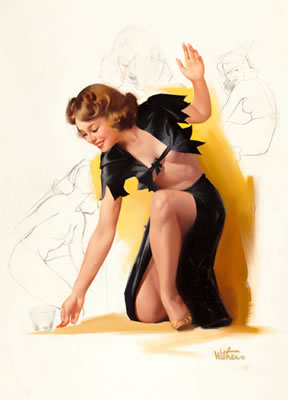 Tiddlywinks, Prescription by Withers calendar pin-up illustration
