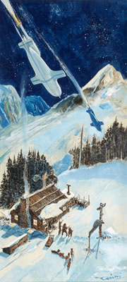 Sample artwork by Neil (John Neil) O'Keeffe (1891 - 1968), known for pulp fiction magazine illustration, rocketry, frontier themes - View similar artists and auction records