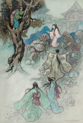 The Sea King and the Magic Jewels, Green Willow and Other Japanese Fairy Tales book illustration, 1910