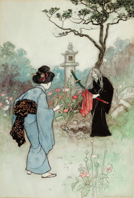 The Nurse, Green Willow and Other Japanese Fairy Tales book illustration, 1910 by Warwick Goble - Auction record, sale price, and art valuation. Compare with similar artists and explore comparable artworks.