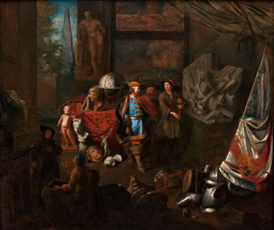 Pair of Companion Paintings: Atelier of a Sculptor and Atelier of a Painter by Balthasar Van Den Bossche - Auction record, sale price, and art valuation. Compare with similar artists and explore comparable artworks.