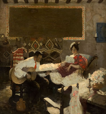 A Man Serenading a Woman, story illustration, August 1924