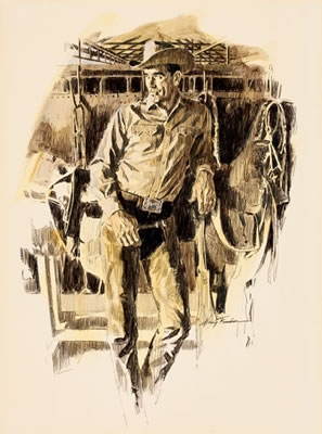 Cowboy in a Stable