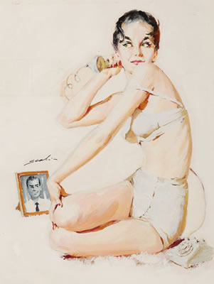 Pin-Up on the Phone by Mauro Scali - Auction record, sale price, and art valuation. Compare with similar artists and explore comparable artworks.