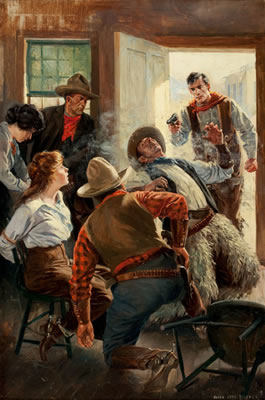 Saloon Shoot Out by Anton Otto Fischer - Auction record, sale price, and art valuation. Compare with similar artists and explore comparable artworks.