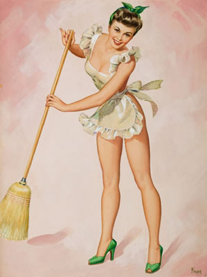 Pin-Up Sweeping by Pearl Frush - Auction record, sale price, and art valuation. Compare with similar artists and explore comparable artworks.