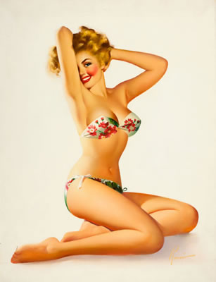 Pin-Up in a Floral Bikini