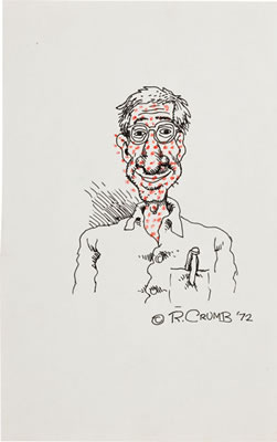 Portrait of Robert Crumb: Morse's Funnies Version 3 Self Portrait Illustration Original Art (Albert Morse, 1972)