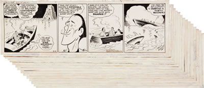 Smilin' Jack "Death Rock, Part 4" Daily Comic Strip Original Art Group (News Syndicate Co. Inc., 1939)... (Total: 15 Items)