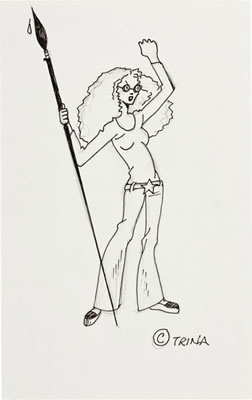 Portrait of Trina Robbins: Morse's Funnies Version 3 Self Portrait Illustration Original Art (Albert Morse, c. 1973)....