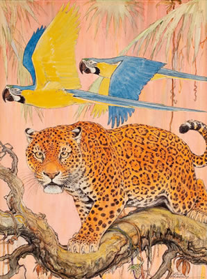 Leopard and Parrots, Saturday Evening Post cover