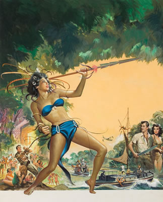 Love-Slaves of the Amazons, original movie poster illustration