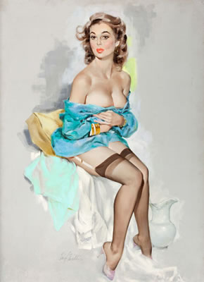 Pin-Up in Blue, Brown & Bigelow Calendar Pin-Up