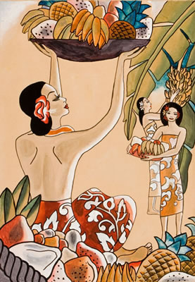Sample artwork by Frank H McIntosh (1901 - 1985), known for travel poster illustration-hawaii views - View similar artists and auction records