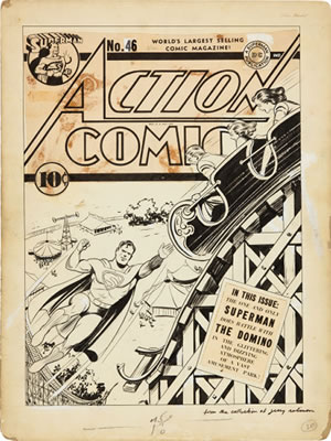 Action Comics #46 Superman Cover Original Art (DC, 1942).