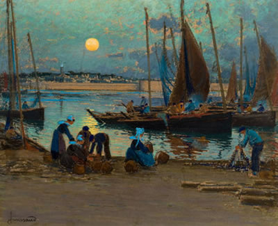 Moonrise Over the Port, Concarneau