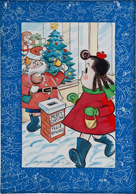 Marge's Little Lulu and Tubby Christmas Painting Original Art (1983)