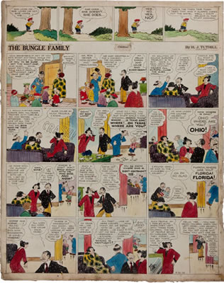 The Bungle Family Hand Colored Sunday Comic Strip Original Art dated 4-21-29 (McNaught Syndicate, 1929)