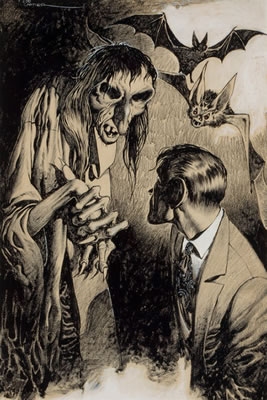 Sample artwork by Edd Cartier (1914 - 2008), known for science fiction, pulp and horror story illustration - View similar artists and auction records