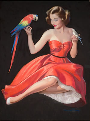 Fine Feather, Fine Company, Gerlach-Barklow calendar illustration by Bradshaw Crandell - Auction record, sale price, and art valuation. Compare with similar artists and explore comparable artworks.