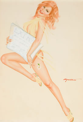 Sample artwork by Joseph De Martini (1927 - 2019), known for illustrator-pin up girls, action genre - View similar artists and auction records