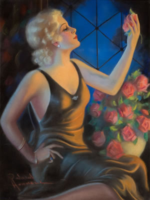 Pin-Up with Roses by Raymond Wilson Hammell - Auction record, sale price, and art valuation. Compare with similar artists and explore comparable artworks.