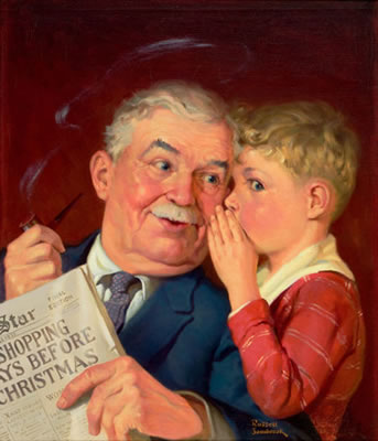 Boy Whispering into Grandfather's Ear, Capper's Farmer magazine cover