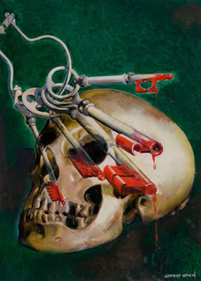 Skull and Keys, Shadow digest cover by Modest Stein - Auction record, sale price, and art valuation. Compare with similar artists and explore comparable artworks.
