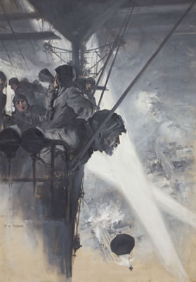 'Fore and Aft he bellowed. 'Heave On!'", Scribner's magazine story illustration