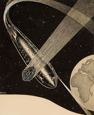 Science fiction interior pulp illustration
