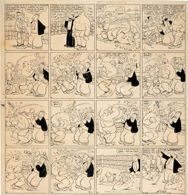 E. C. Segar Popeye Thimble Theater "Boxing" Sunday Comic Strip Original Art dated 9-1-35 (King Features, 1935) by Elzie Segar - Auction record, sale price, and art valuation. Compare with similar artists and explore comparable artworks.