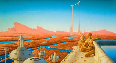 Descent, The Martian Chronicles cover by Michael Whelan - Auction record, sale price, and art valuation. Compare with similar artists and explore comparable artworks.