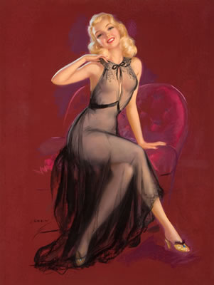 Seated Pin-Up in Purple Chair by Jules Erbit - Auction record, sale price, and art valuation. Compare with similar artists and explore comparable artworks.