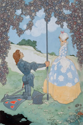 The Knight and His Maid, frontispiece for A Garland of Roses