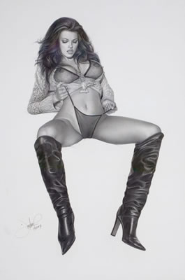 Babe 'N' Boots by Jon Hul - Auction record, sale price, and art valuation. Compare with similar artists and explore comparable artworks.