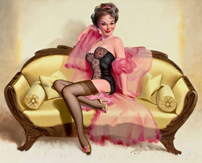 Brunette on Loveseat