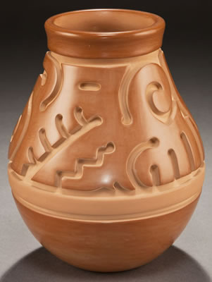 A SANTA CLARA CARVED BUFFWARE JAR by Nathan Youngblood - Auction record, sale price, and art valuation. Compare with similar artists and explore comparable artworks.