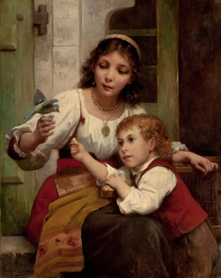 Child and Mother with Bird