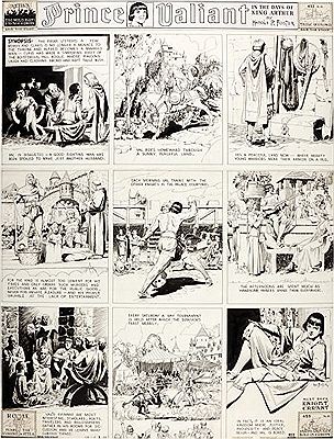 Hal Foster Prince Valiant Sunday Comic Strip #112 Original Art dated 4-2-39 by Hal Rudolf Foster - Auction record, sale price, and art valuation. Compare with similar artists and explore comparable artworks.