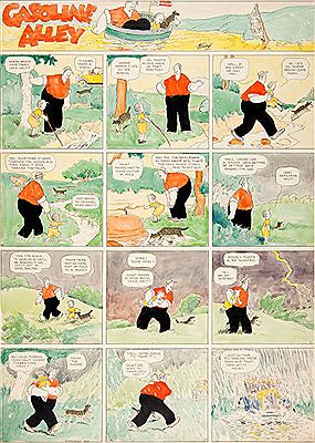 Gasoline Alley Hand Colored Sunday Comic Strip Original Art