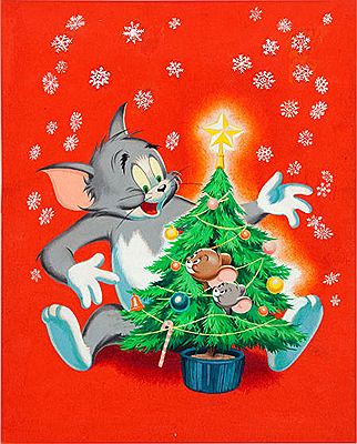 Tom and Jerry's Merry Christmas Cover Illustration Original Art
