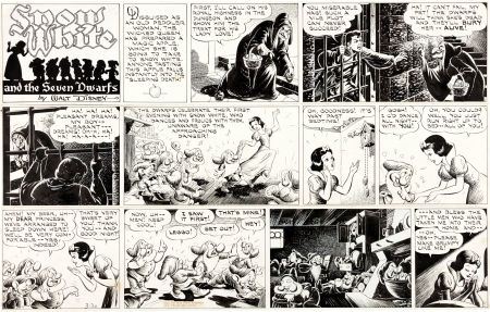 Snow White and the Seven Dwarfs Sunday Comic Strip Original Art dated 3-20-38 (Walt Disney Enterprises, 1938).