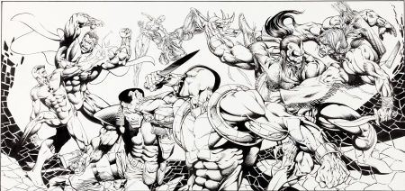 Wizard the Comics Magazine Valiant Superheroes Foldout Illustration Original Art (Wizard, c. 1993).