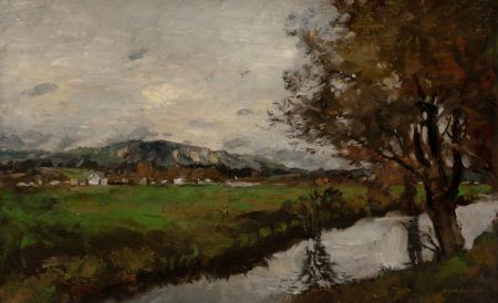 Canal at Dachau (Canal in Bavaria) by Frank Currier - Auction record, sale price, and art valuation. Compare with similar artists and explore comparable artworks.