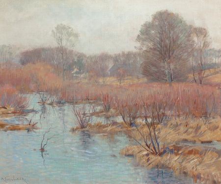 Spring Wetlands by Alexander Theobald Van Laer - Auction record, sale price, and art valuation. Compare with similar artists and explore comparable artworks.