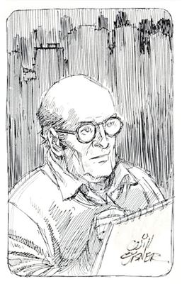 Portrait of Will Eisner: Sketchbook Self-Portrait Bookplate Illustration Original Art