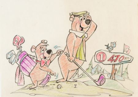 Yogi Bear and Boo Boo Golf Illustration