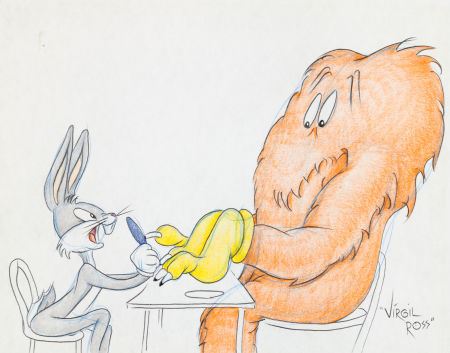 Hair-Raising Hare Bugs Bunny and Gossamer Monster Drawing (Warner Brothers, c. 1990s). by Virgil Walter Ross - Auction record, sale price, and art valuation. Compare with similar artists and explore comparable artworks.